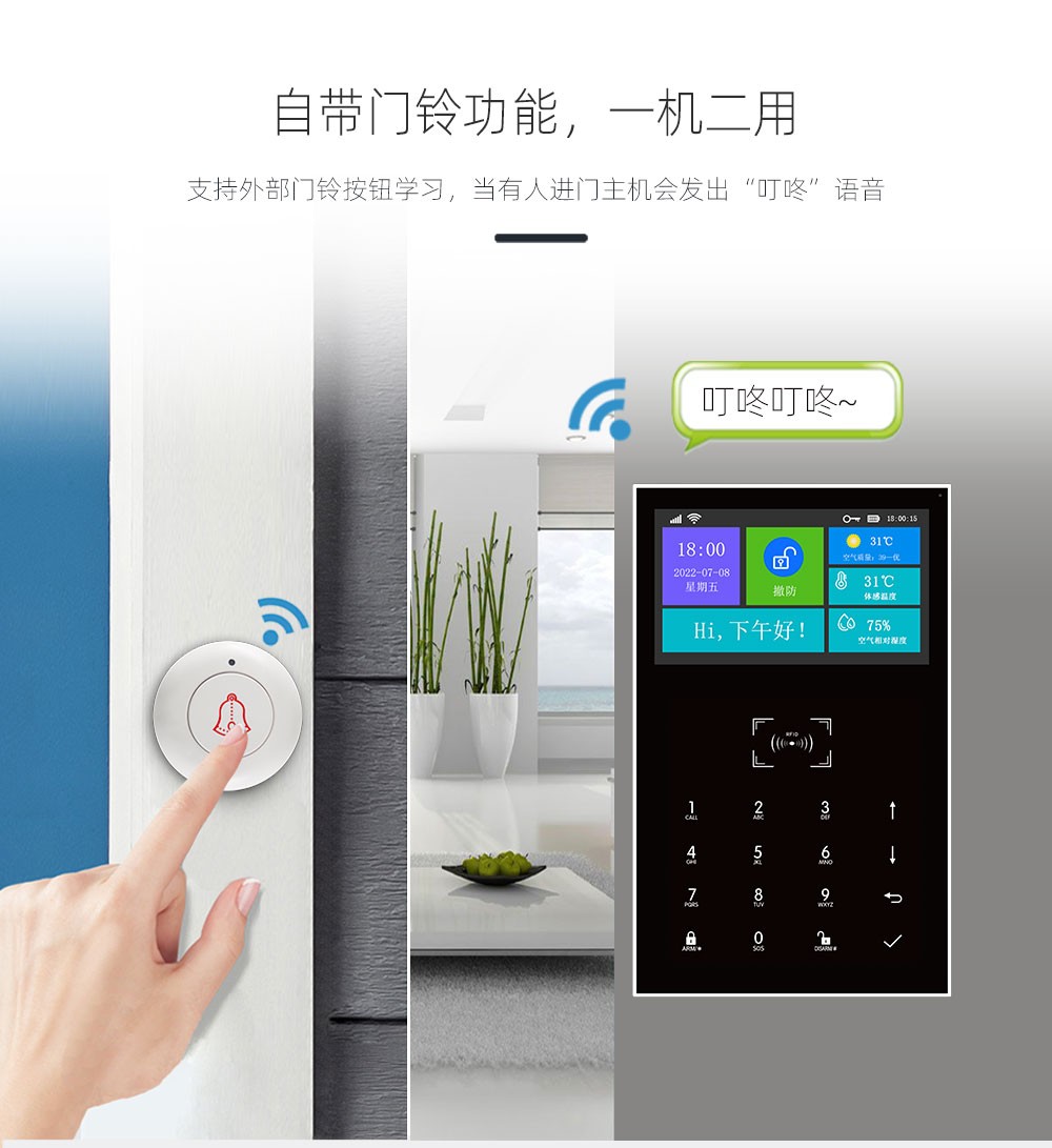 WiFi+GSM/4G报警主机 (型号HG-109)