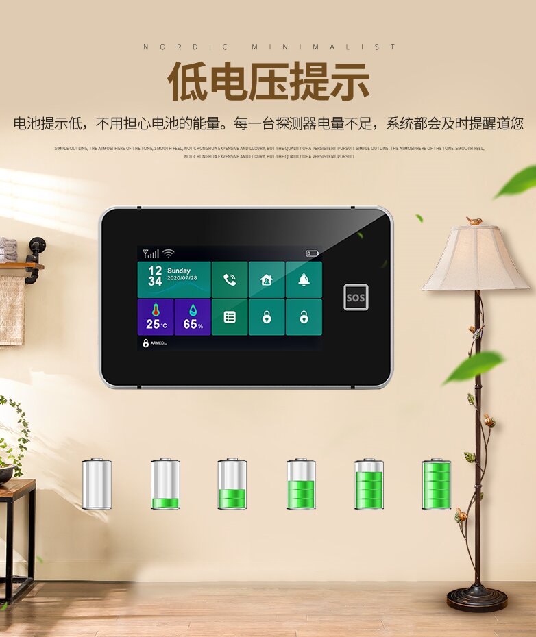 全触屏指纹解锁报警系统（HG-G60)